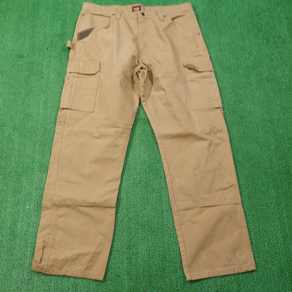 Wrangler Workwear Pants Mens 38x32 Brown Ripstop Cargo Utility Work 10WMWR1RH
